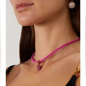 Versace unisex leather Medusa logo monogram crystal necklace NEW